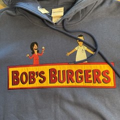Bob’s Burgers Characters embroidered hoodie blue XLARGE XL BoxLunch NWT Pullover