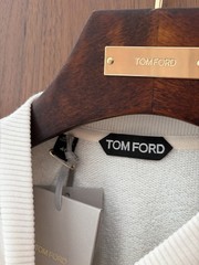 **Tom Ford Luxury Men’s Modal Sweatshirt – Beige White – Size 46 IT – New**