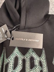 Supply And Demand Hoodie Mens XL Beaded Skull Shirt Black Streetwear Hip Hop N9