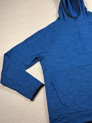 DSG Polarized 1/2 Zip Fleece Hooded Sweatshirt Men Large Heathered Blue Athletic