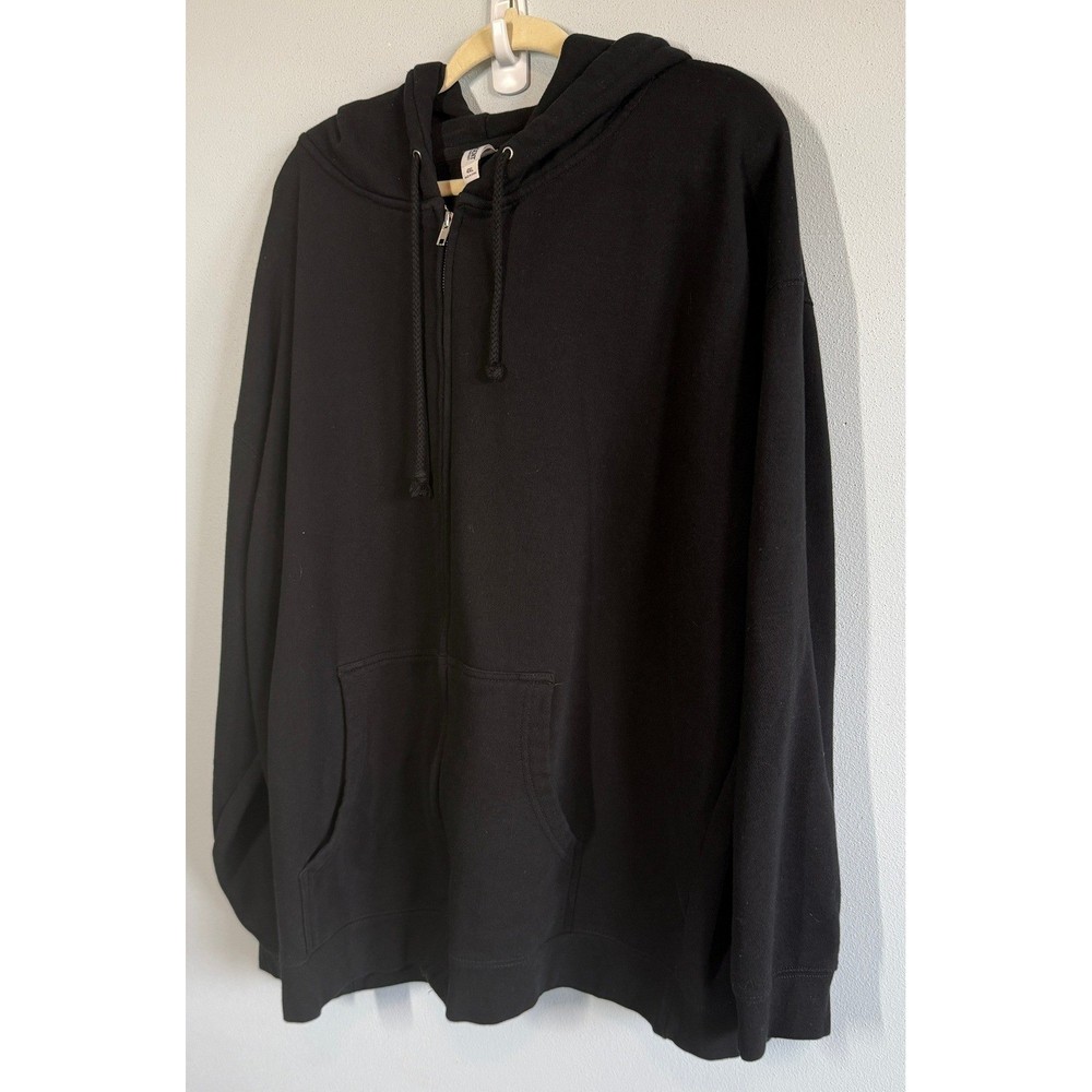 Mens Full Zip Black Fleece Lined Hoodie Sweatshirt 4XL Casual Thick Pockets