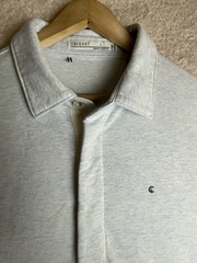 Criquet Collared Sweatshirt Men’s Large Heather Ice Blue Cotton Stretch Fleece