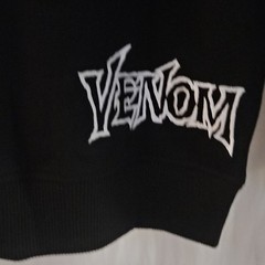 Marvel Venom Black Full Zip Hooded Hoodie L Teens Graphic Print White Logo