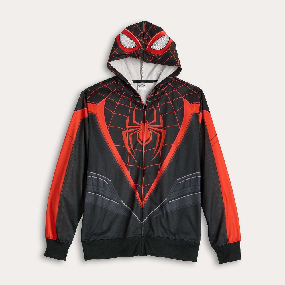 Mens Miles Morales Spiderman Hoodie Mask Cosplay Halloween Costume S M L XL XXL