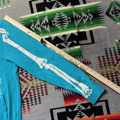 LRG Dead Serious Skeleton Hoodie Mens 2XL Blue Teal Full Zip Vtg Y2K Hip Hop C7