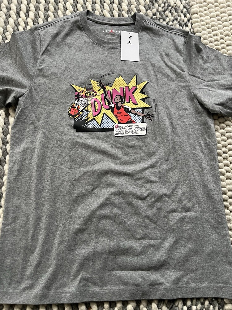 NWT Men’s AIR JORDAN Off Court Dunk T-SHIRT Grey FZ1939-091 Sz M-XL $38