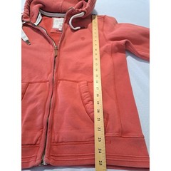 Fat Face Mens Full Zip Hoodie Coral Red Waffle Lined Hood Sweatshirt Medium