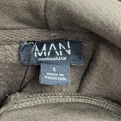 BoohooMAN Hoodie Mens Small Brown Oversized Worldwide Debossed Fleece Pullover