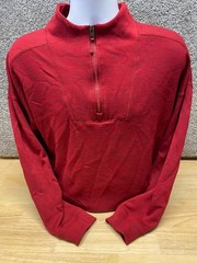 Cinch Mens M Red Heathered 1/4 Zip Pullover Slits Long Sleeve Rayon Blend Cowboy