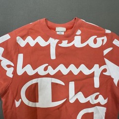 Champion Reverse Weave Crew Sweatshirt Mens S Small Coral All-Over Logo S2973