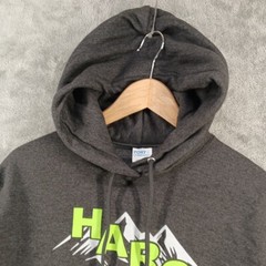 PORT & COMPANY Hoodie Fleece SMALL Men Casual Print Pullover Fall Winter Gray