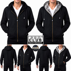 Pro Club Pile Full Zip Up Hoodie Heavyweight Thick Jacket Sweatshirts Size S-5XL