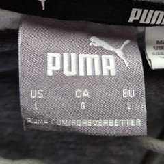 Puma Hoodie Mens Large Gray Fleece Pullover Kangaroo Pocket Graphic Logo