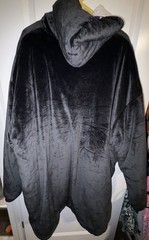 Hurley Black Sherpa-Lined Fleece Pullover Hooded Wearable Blanket 2XL