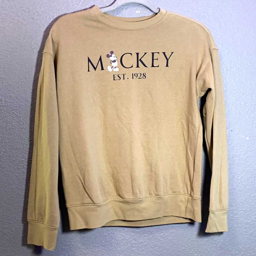 Athletic Works Disney Mickey Mouse Beige Crewneck Pullover Sweatshirt M