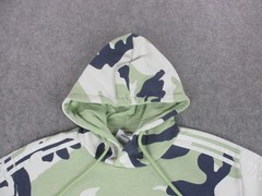 Adidas Hoodie Mens Medium Green White Camo Trefoil Logo Fleece Sweatshirt