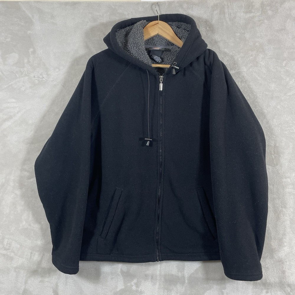 Dickies Sherpa Lined Fleece Hoodie Jacket Mens Large Workwear Black *pilling*