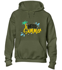 HELLO SUMMER HOODY HOODIE HOLIDAY BEACH CASUAL CLOTHING TOP COOL SLOGAN FUNNY