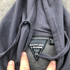 Sapphire Lounge Sweatshirt Mens 2XL Gray Button Front Hoodie Pockets Epaulette *