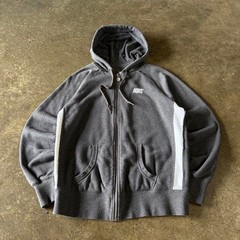 Nike Vintage 2000s Full Zip Hoodie Grey White Mens Large Y2K Skater Sweatshirt