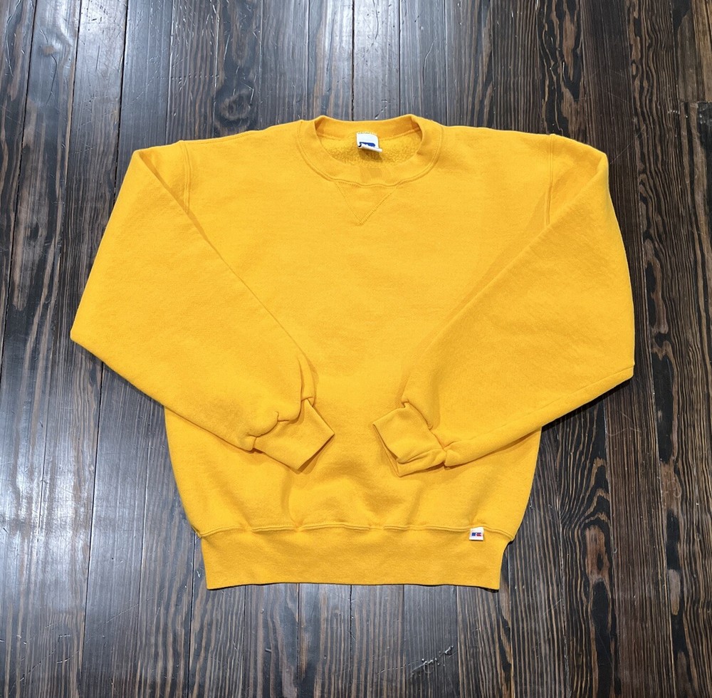 Russell Athletic Y2K Long Sleeve Sweatshirt Men’s Small Yellow Cotton Polyester