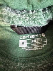 Carhartt Hoodie Mens XL Green Pullover Hooded Lined Pockets Fleece Logo Sleeve