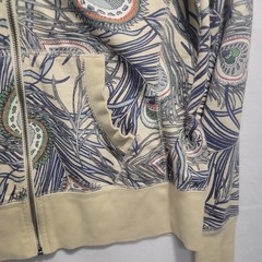 full zip hoodie, One World Special Issue, Med, boho, peacock feather design