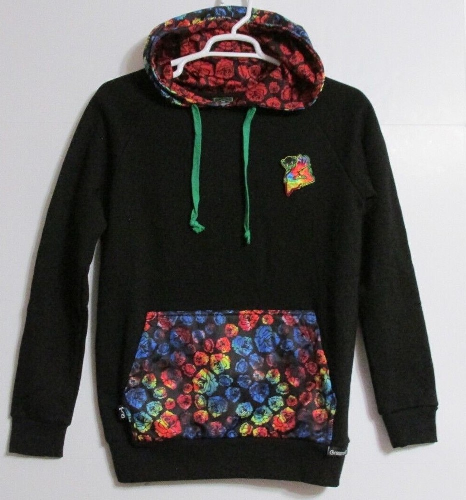 Adult Unisex Grassroots California 420 Rainbow Rose Stash Hoodie Black/Multi