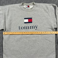 Tommy Hilfiger Mens Spellout Logo Sweatshirt XL Gray Crewneck Classic 90s Style