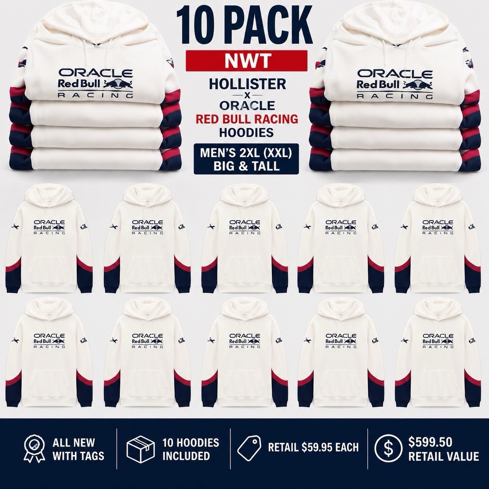 Hollister Red Bull Racing F1 Hoodies Lot 10 NWT 2XL Big Tall $599 Retail