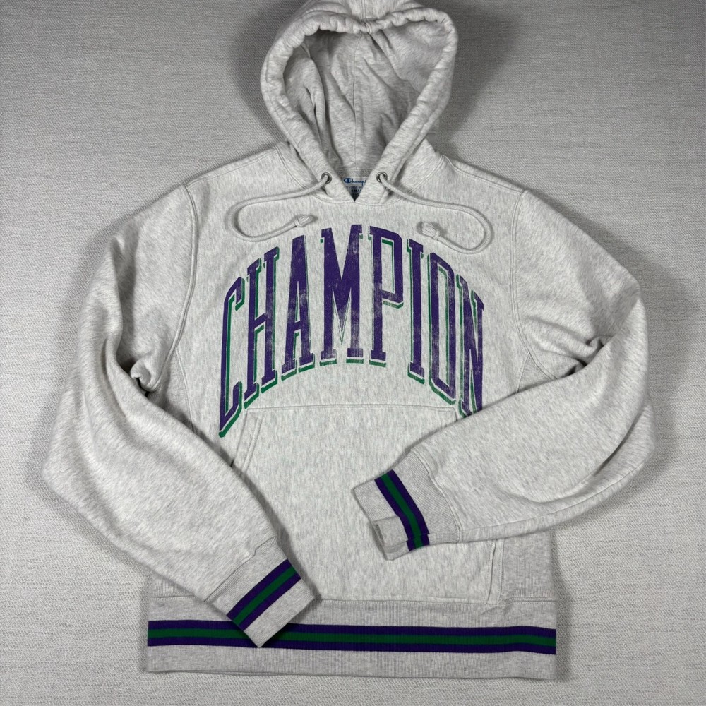 Champion Hoodie Reverse Weave Size Small Y2K Vintage Style Purple Green