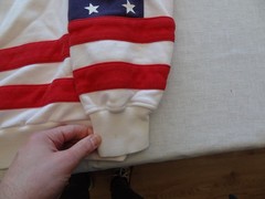 Vintage Antigua United States Flag US All Over Sweatshirt Men’s Large Flaws
