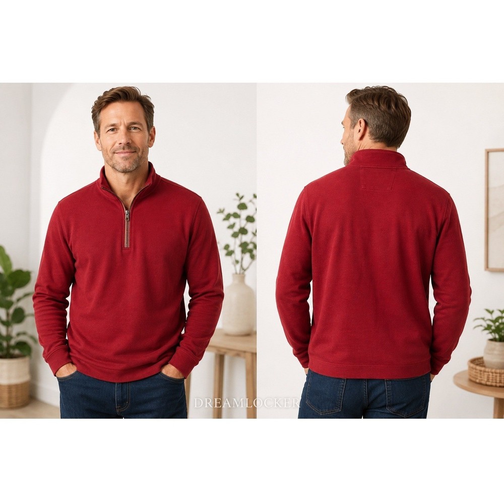 Banana Republic Sweatshirt Mens XL Pullover Long Sleeve Red Plum 1/4 Zip