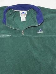 Vintage Adidas Pullover Men 2XL 1/4 Zip Fleece Green with Purple Logo 90s 0130A4
