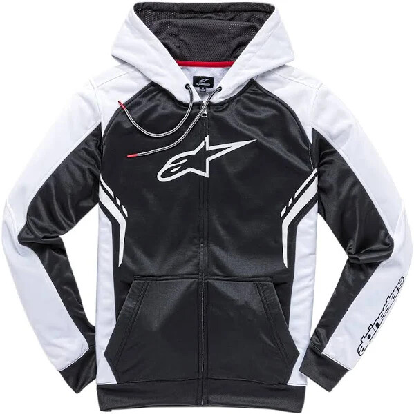 Alpinestars Strike Zipped/Hooded Fleece with Hoody/Hoodie – Black / White