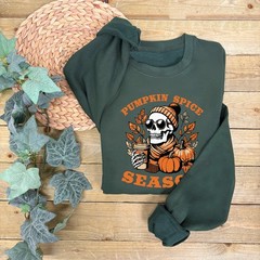 Pumpkin Spice Skeleton Jumper | Autumn Sweatshirt | Pumpkin Spice Theme Jumper