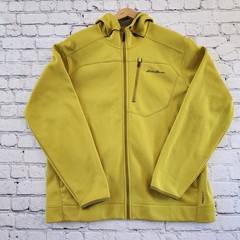 Eddie Bauer Motion FreeHeat Mens XL Full Zip Hoodie Chartreuse Yellow Fleece