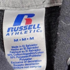 Russell Athletic Black Pullover Hoodie Mens Medium Y2K Plain Sweatshirt