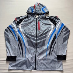 Shimano Mens 2XL Cycling Fishing Hoodie Full Zip Grey Blue Graphic Performance