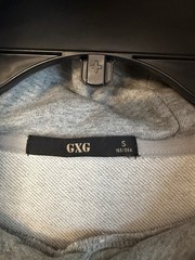 GXG X PoPaganda Men’s Sweat Shirt Sz S Gray Hooded Kangaroo Pockets Patches