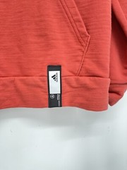 Adidas Medium Pullover Hoodie Mens Coral Red Excellent 3-Stripe Slub Sweatshirt