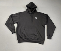Champion Men Sweatshirt XL Black Logo Hooded Kangaroo Pocket Pullover Workout