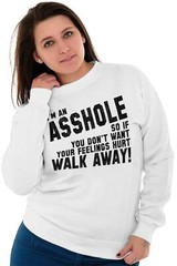 Dont Want Feelings Hurt Walk Away Funny Rude Adult Long Sleeve Crew Sweatshirt