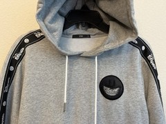 GXG X PoPaganda Men’s Sweat Shirt Sz S Gray Hooded Kangaroo Pockets Patches