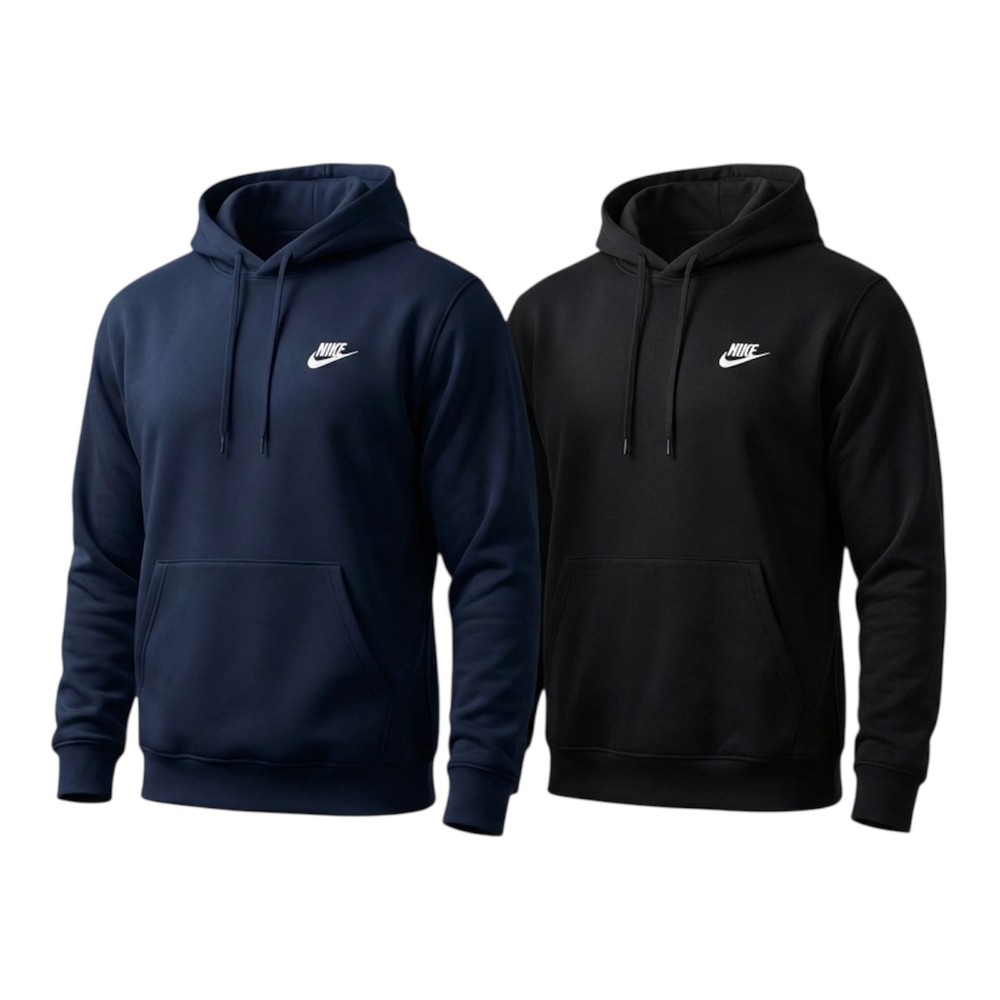 Nike Club Men’s Fleece Hoodie Pullover Hooded Jumper Black & Navy S-XXL Sizes