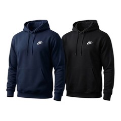 Nike Club Men’s Fleece Hoodie Pullover Hooded Jumper Black & Navy S-XXL Sizes