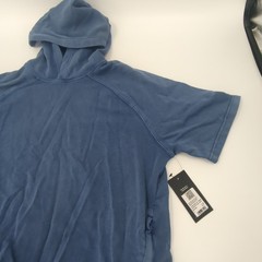 Fabletics The Year Round Terry Short Sleeve Hoodie Workout Sz Large Indigo Blue