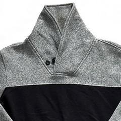 Marc Ecko Sweatshirt Mens Medium Gray Black Pullover Shawl Collar Streetwear