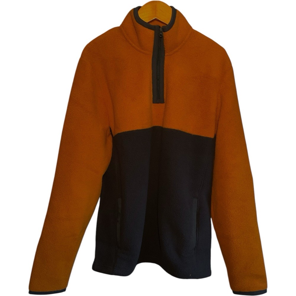 New Sonoma 1/4 Zip SuperSoft Artic Fleece Pullover Mens Small Navy/Copper
