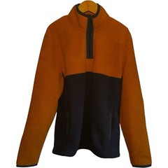 New Sonoma 1/4 Zip SuperSoft Artic Fleece Pullover Mens Small Navy/Copper